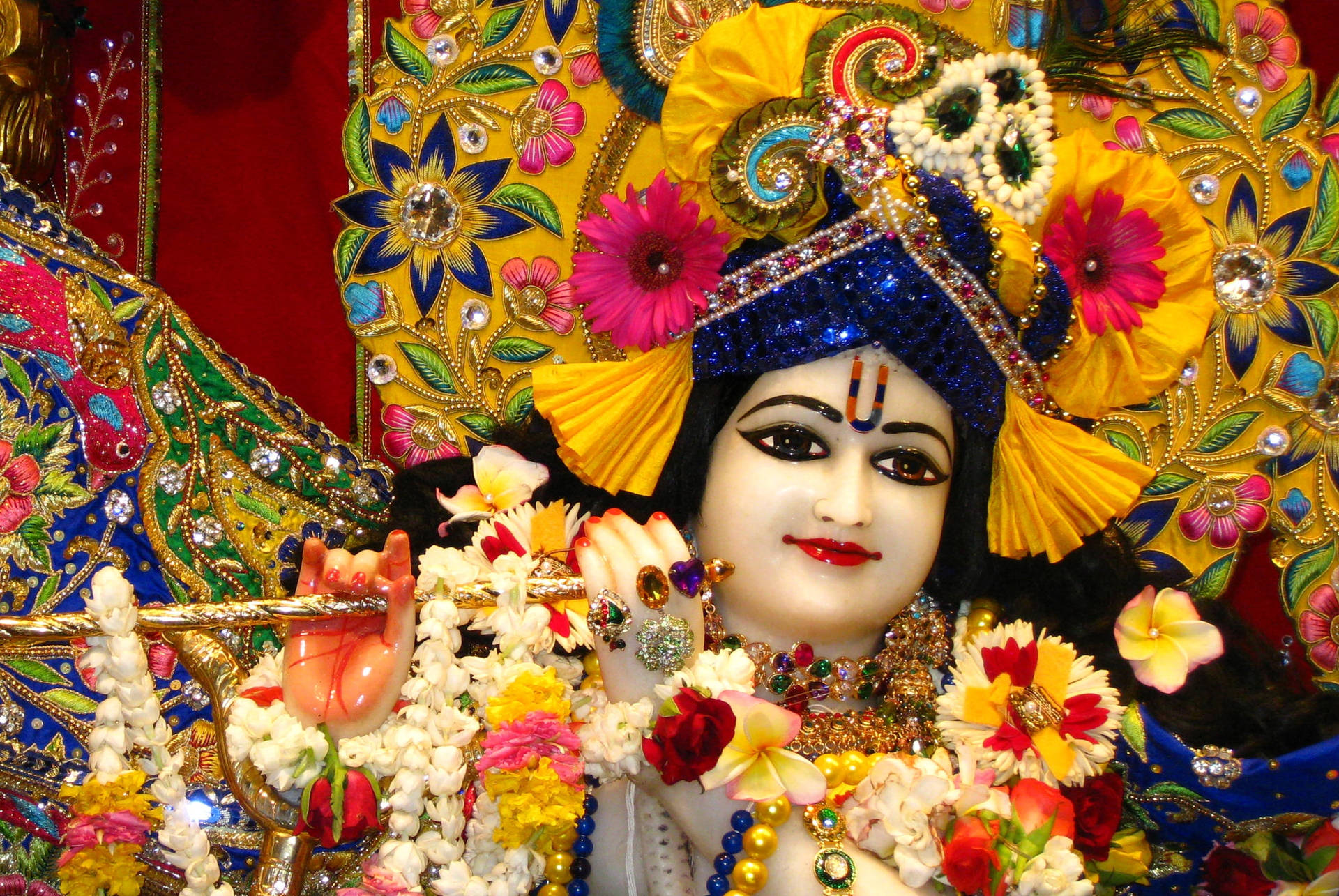 Smuk Krishna God Skulptur Wallpaper