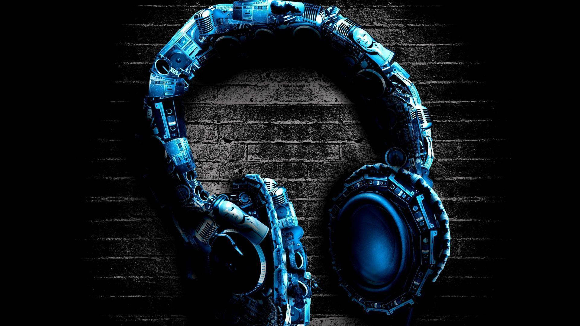 Smuk Musik Blå Headset Wallpaper