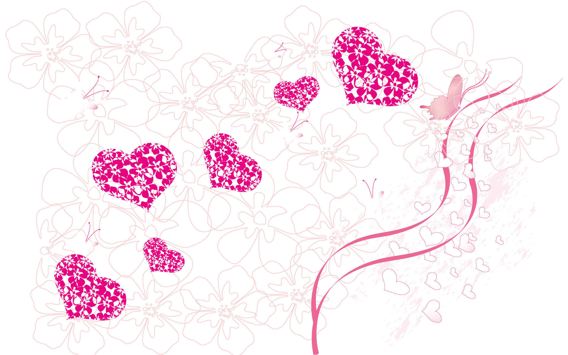 Smuk Pink Hjerte Romantisk Wallpaper
