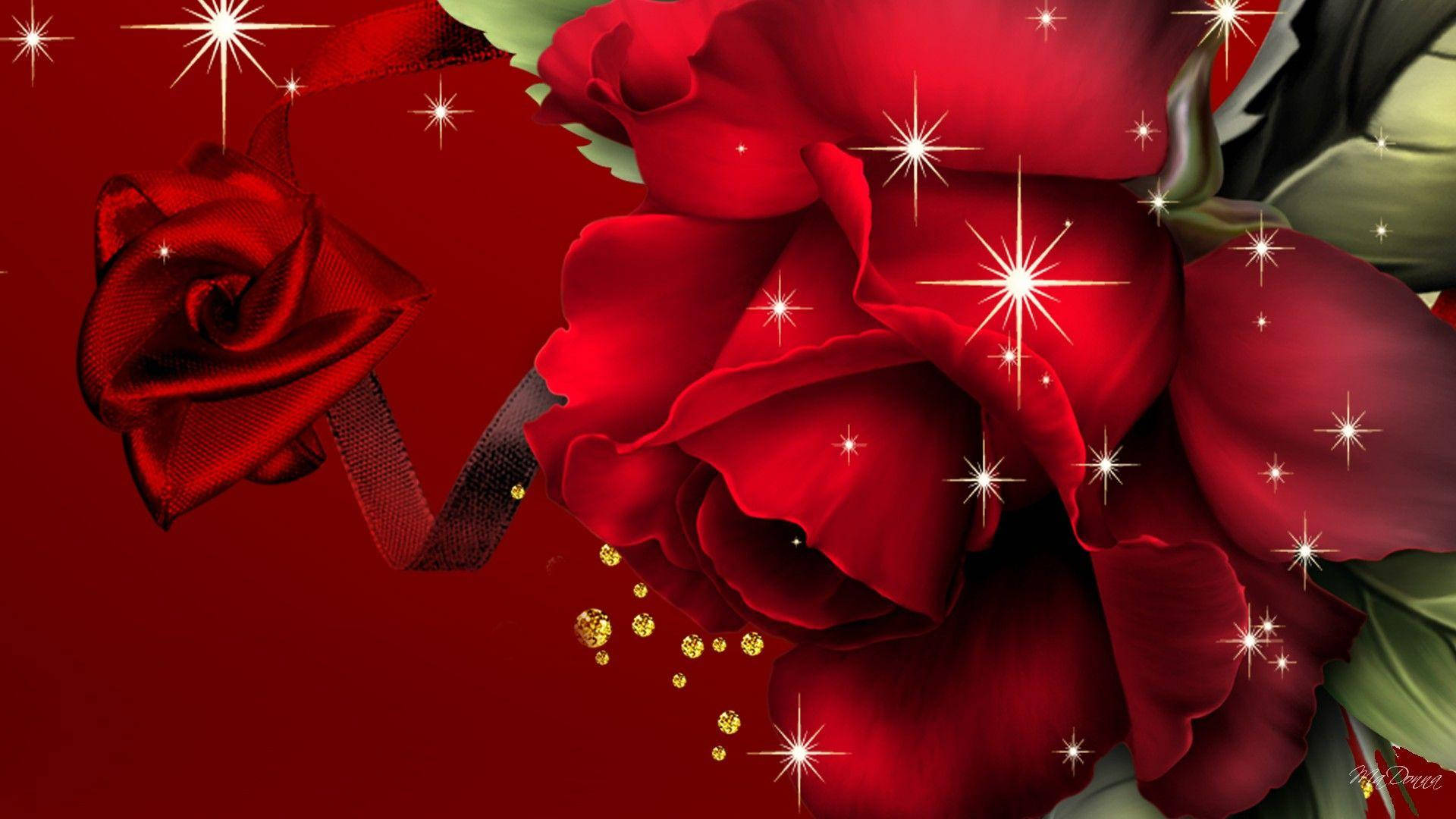 Smuk Rose Hd-billede Med Gnistre Wallpaper