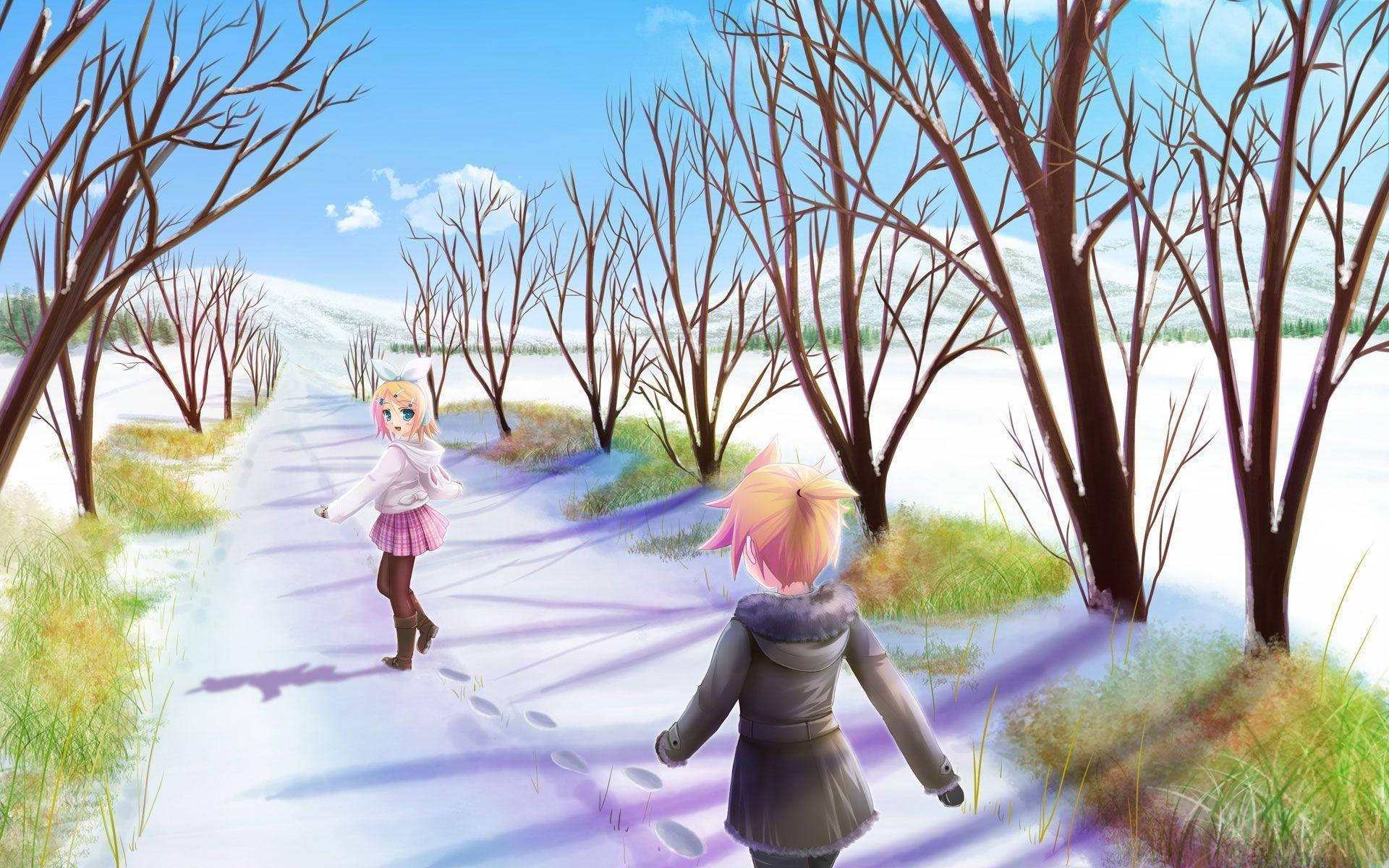 Smukke Anime Sne Field Wallpaper