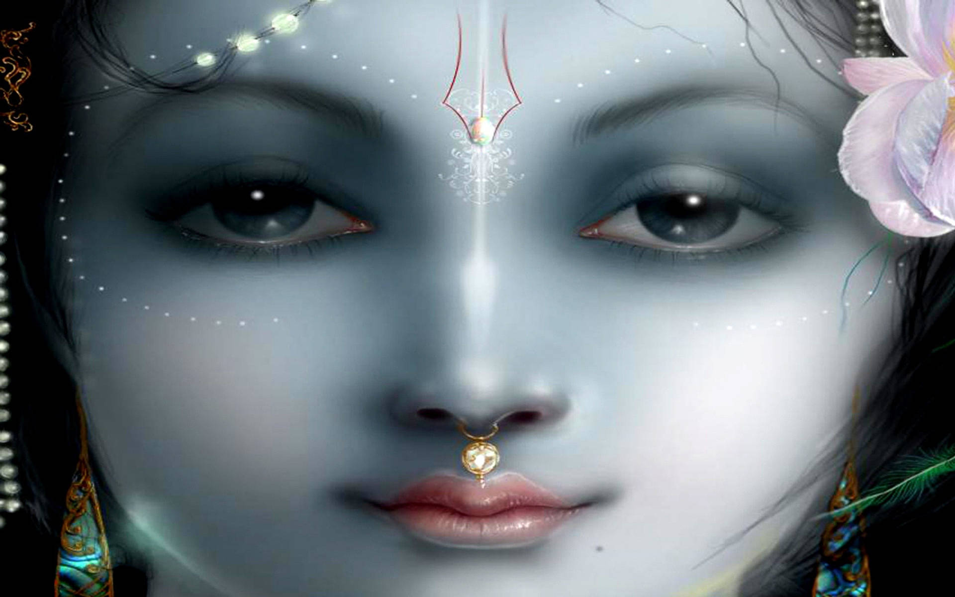 Smuk Krishna 3D Art grafisk baggrund Wallpaper