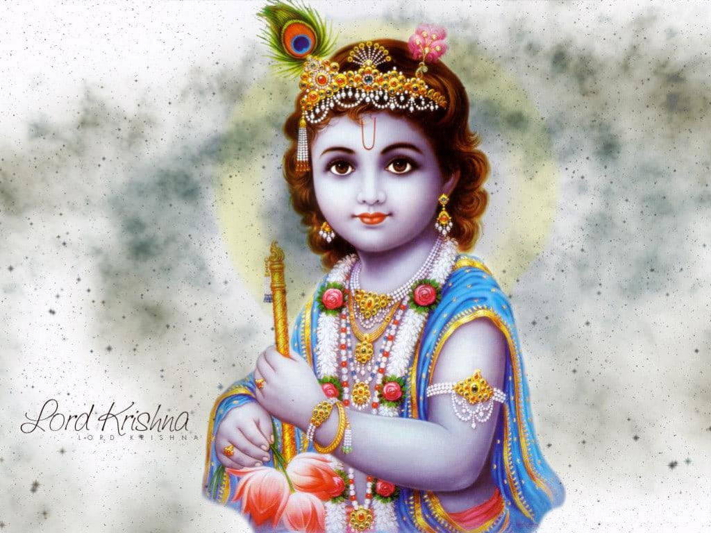 Smukke Krishna Lord Digital Maleri Wallpaper