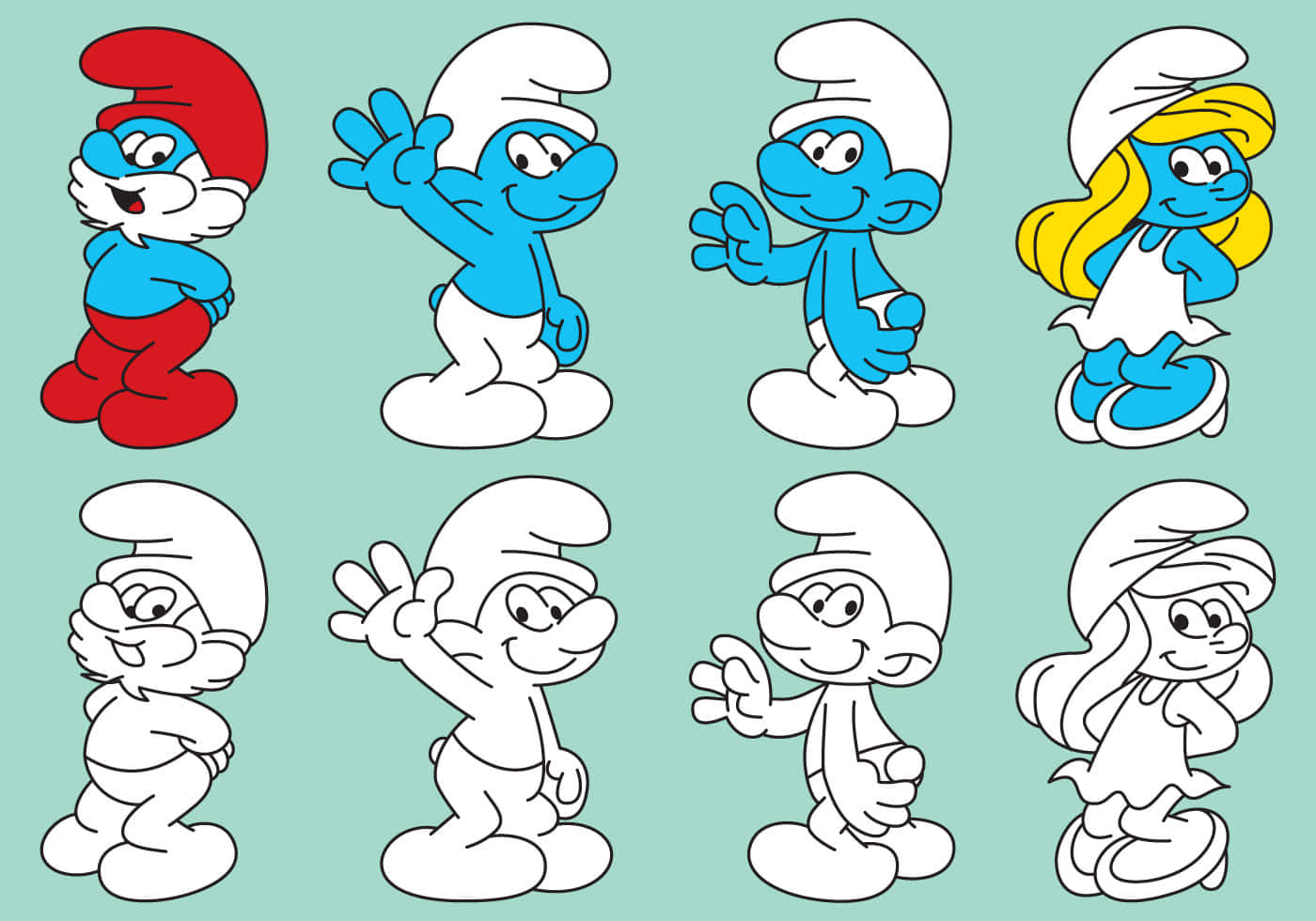 Smurf Characters Celebrating