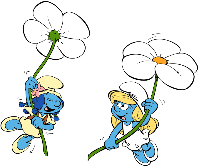 Smurfs Holding Flowers PNG