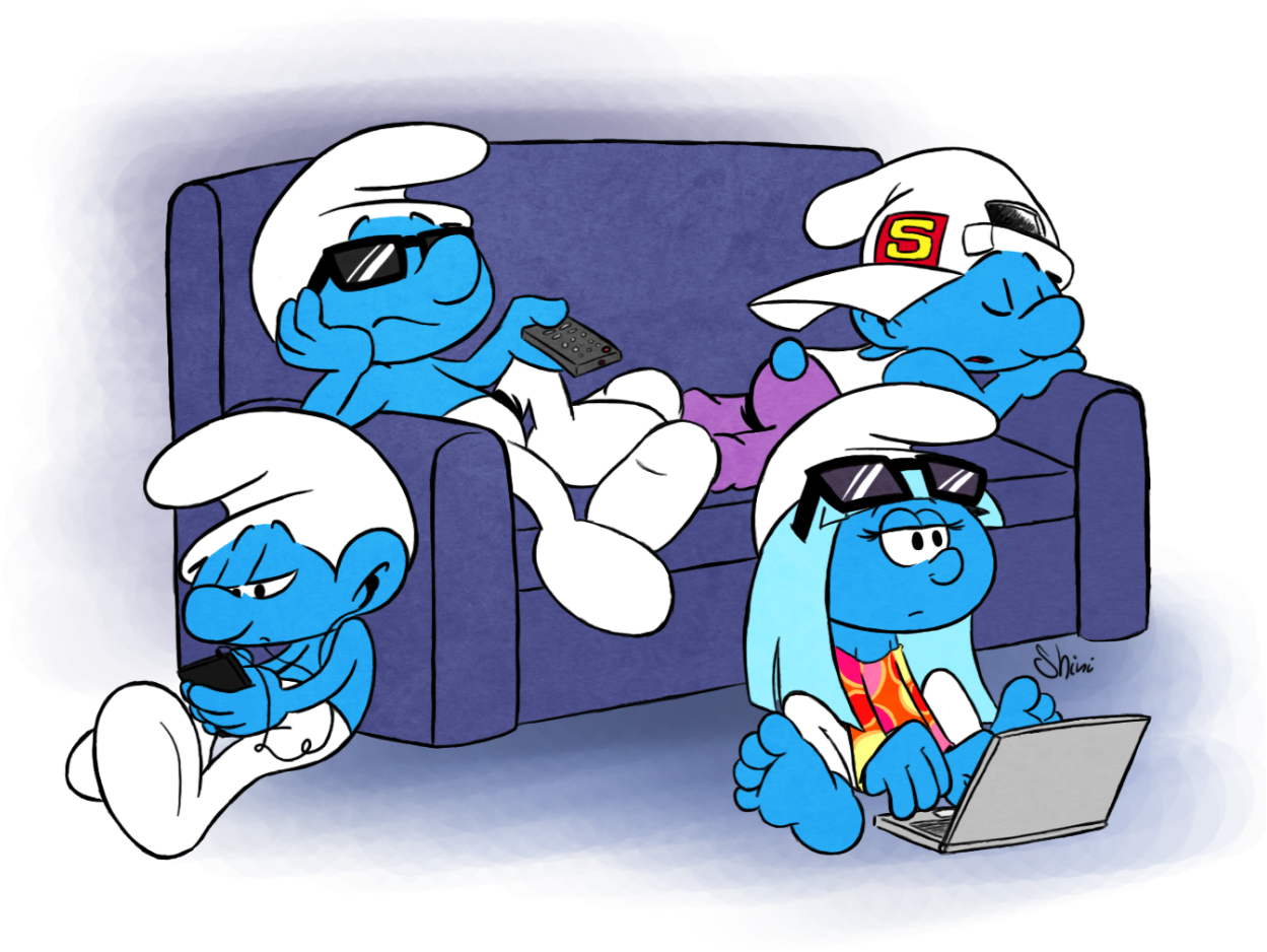 Smurfs Relaxingon Couch PNG
