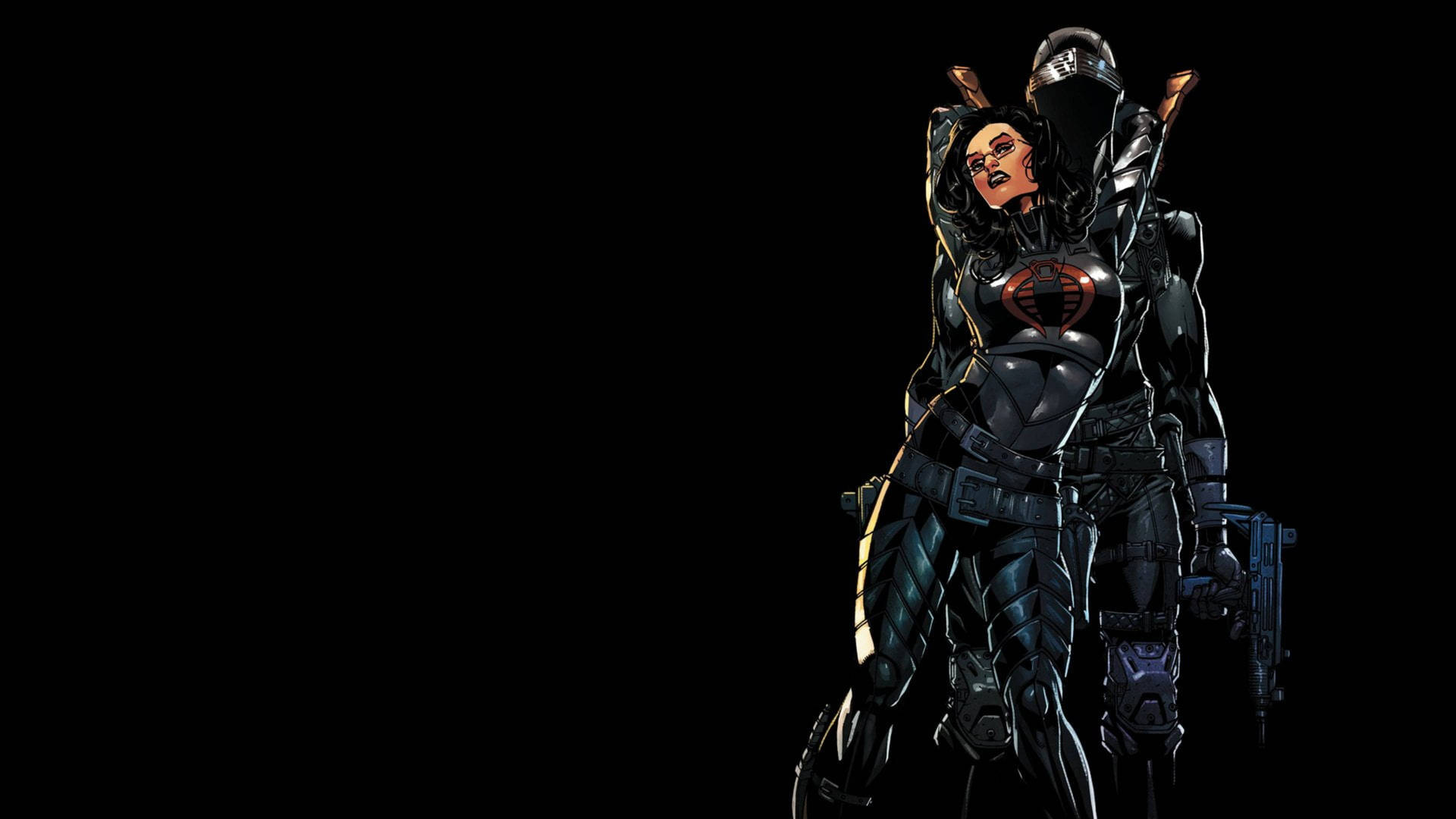 Snake Eyes And Baroness In Black Background