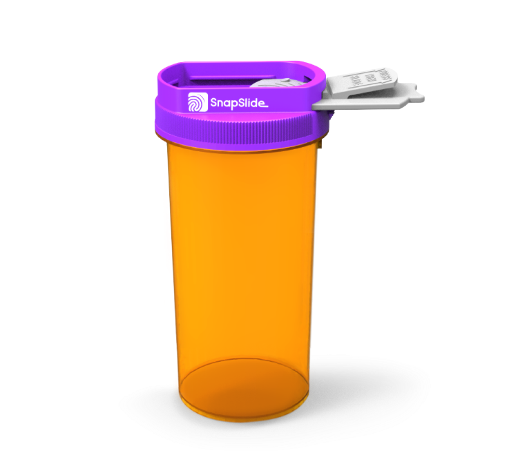 Snap Slide Pill Bottlewith Open Cap PNG