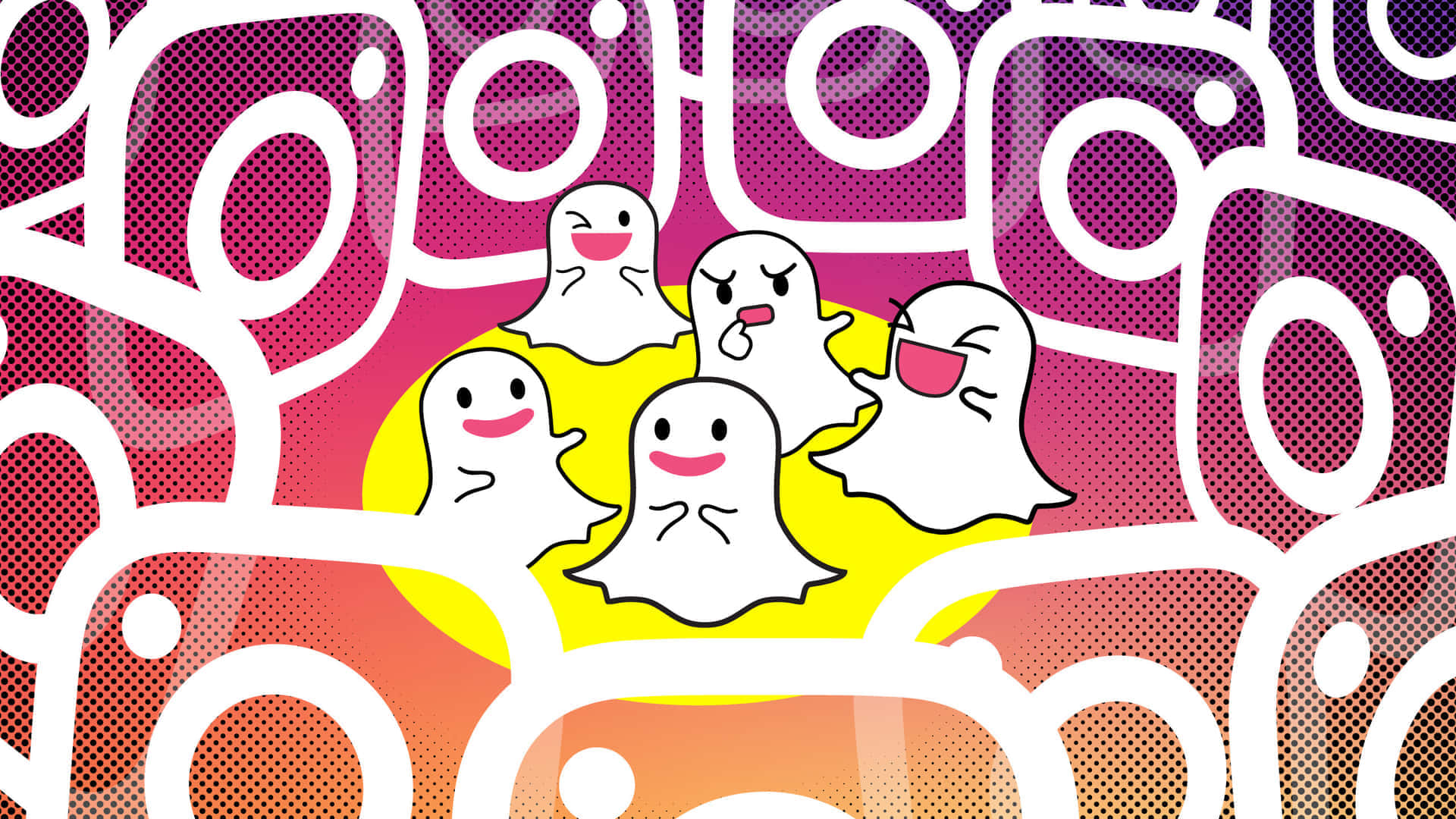 Snapchat_ Ghost_ Characters_ Pattern_ Background Wallpaper