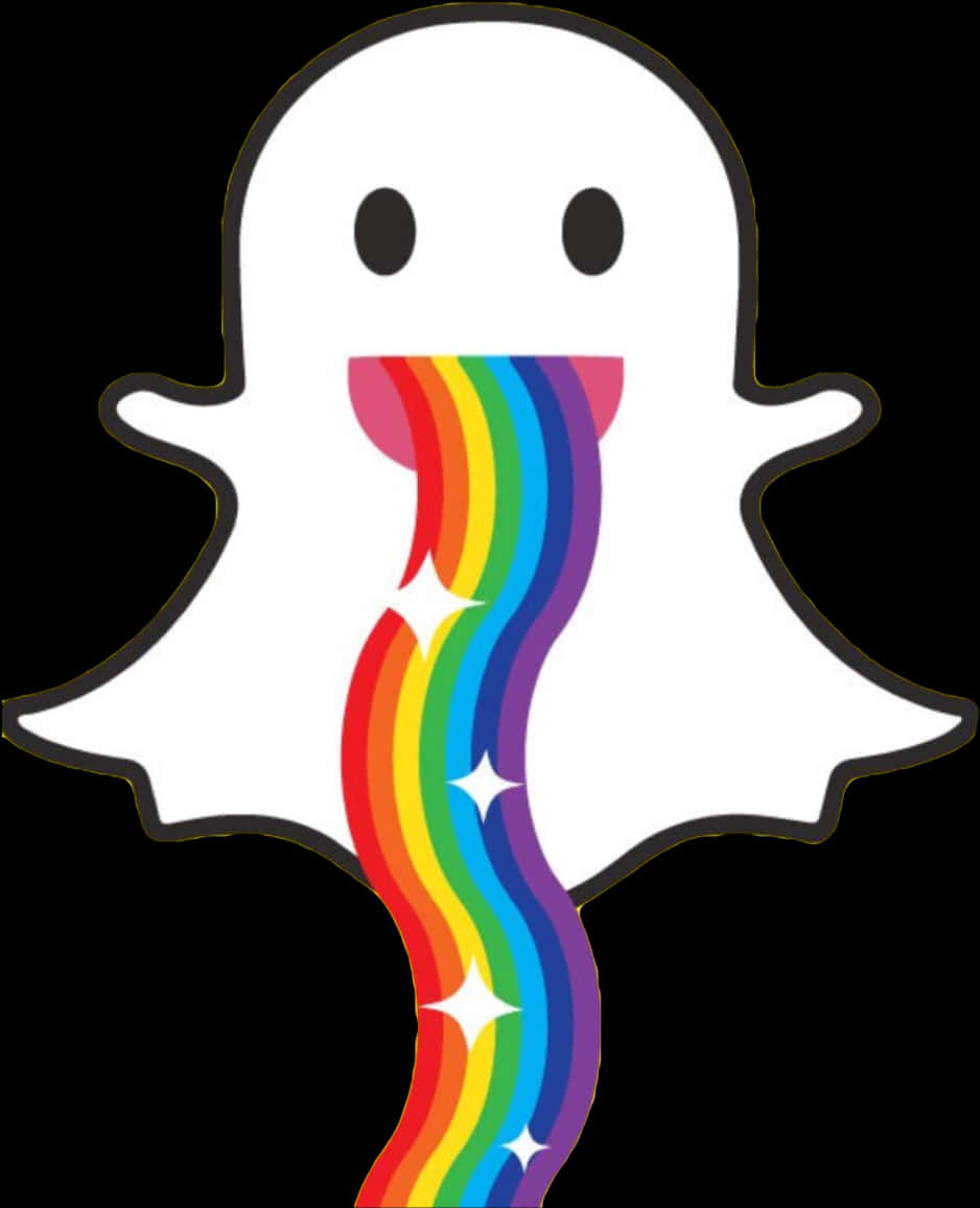 Snapchat Ghost Rainbow Trail Logo PNG