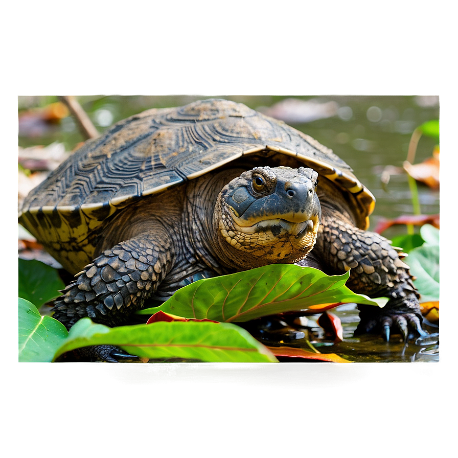 Snapping Turtle Camouflaged In Leaves Png Cju PNG