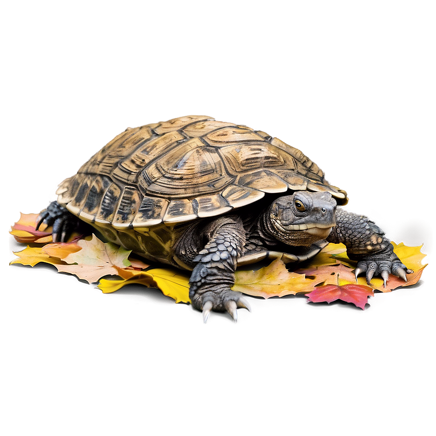 Snapping Turtle Camouflaged In Leaves Png Kqm PNG