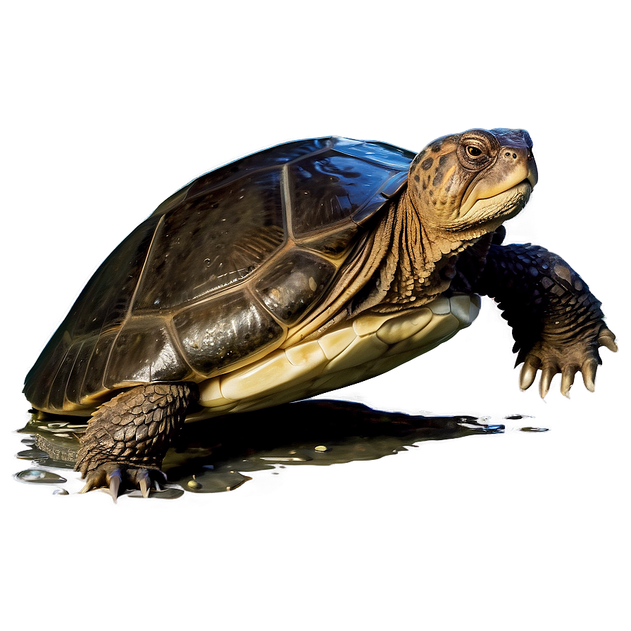 Snapping Turtle In Aquatic Scene Png Haa PNG