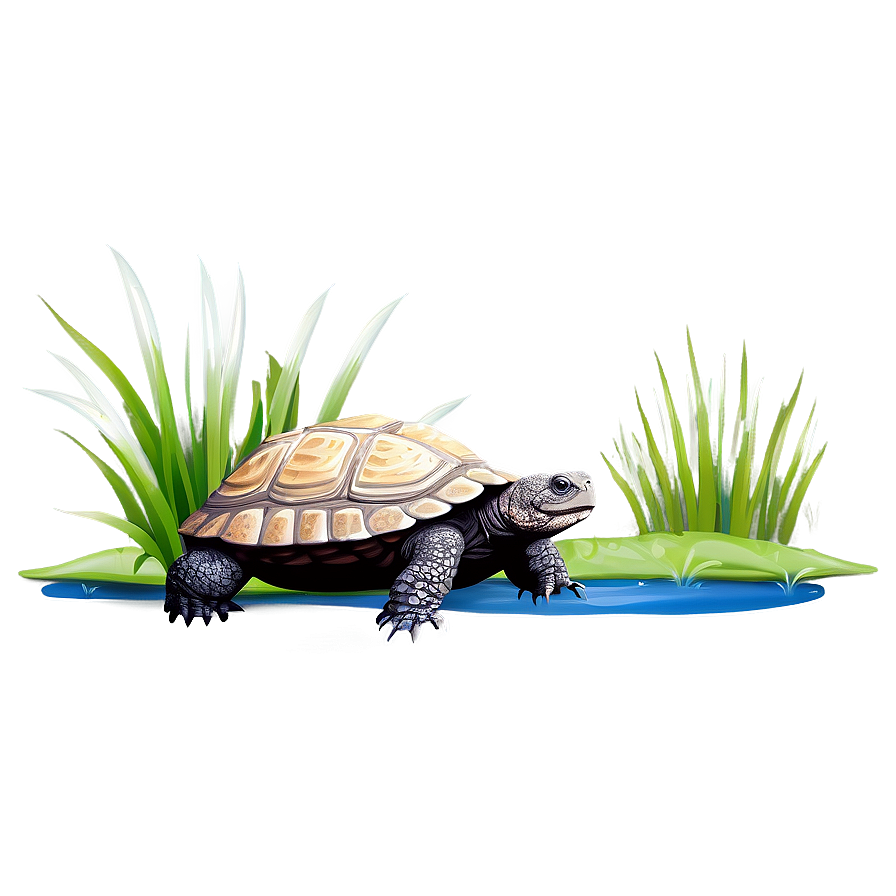 Snapping Turtle In Habitat Illustration Png 06252024 PNG