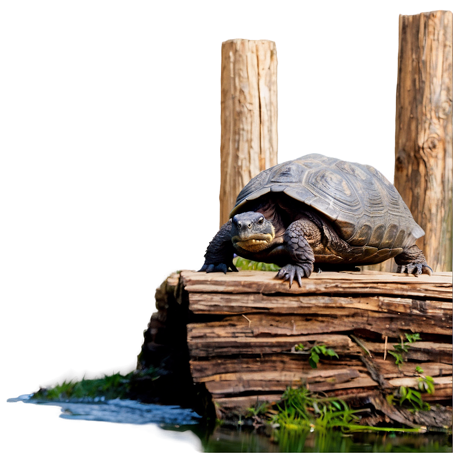 Snapping Turtle On Log Png 06252024 PNG