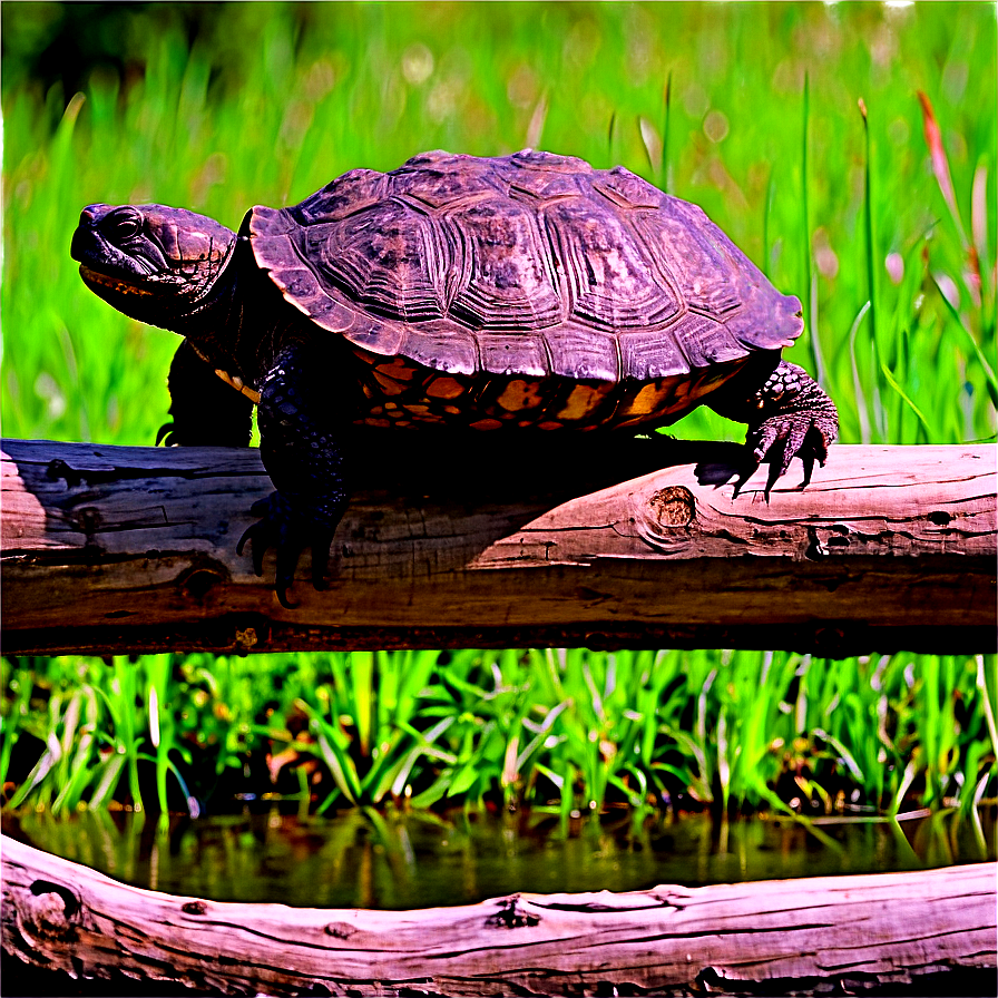 Snapping Turtle On Log Png Mec54 PNG