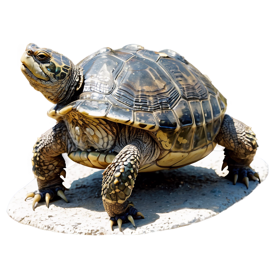 Snapping Turtle Sunbathing On Rock Png Btv PNG