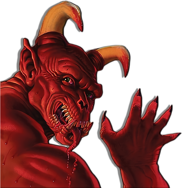Snarling Red Demon Illustration PNG