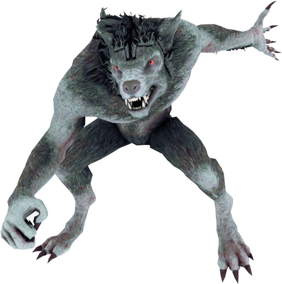 Snarling Werewolf Attack Pose PNG