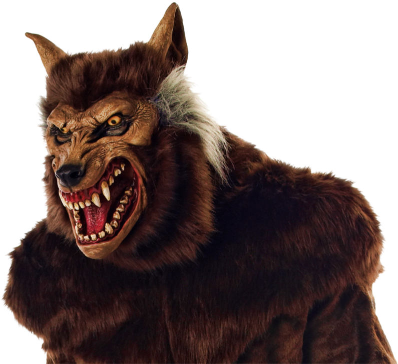 Snarling Werewolf Costume Portrait PNG