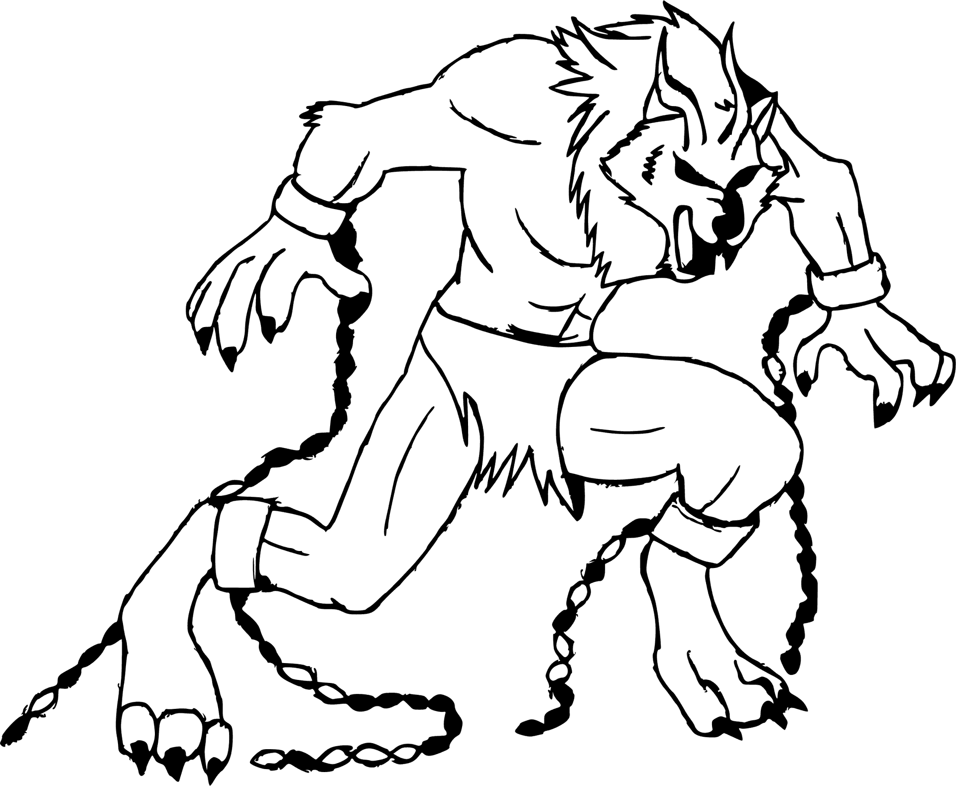 Snarling Werewolf Illustration PNG