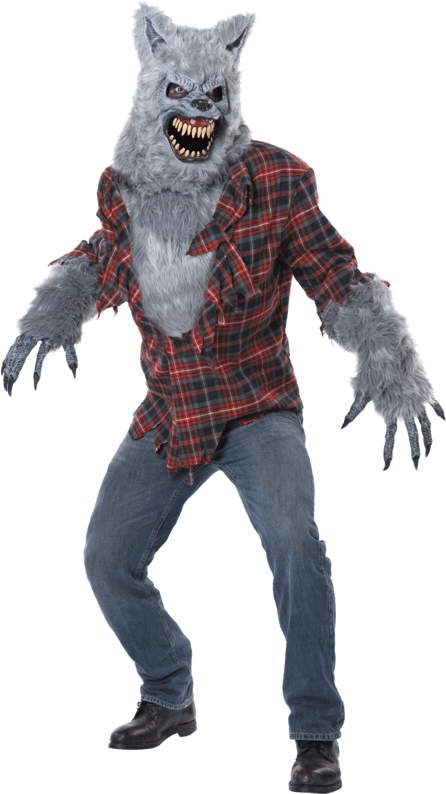 Snarling Werewolfin Plaid Shirt PNG