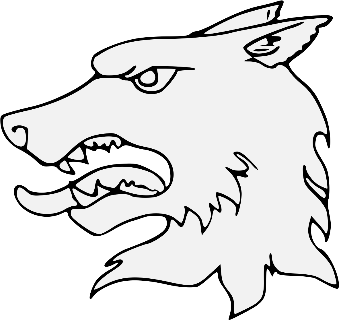 Snarling Wolf Outline PNG