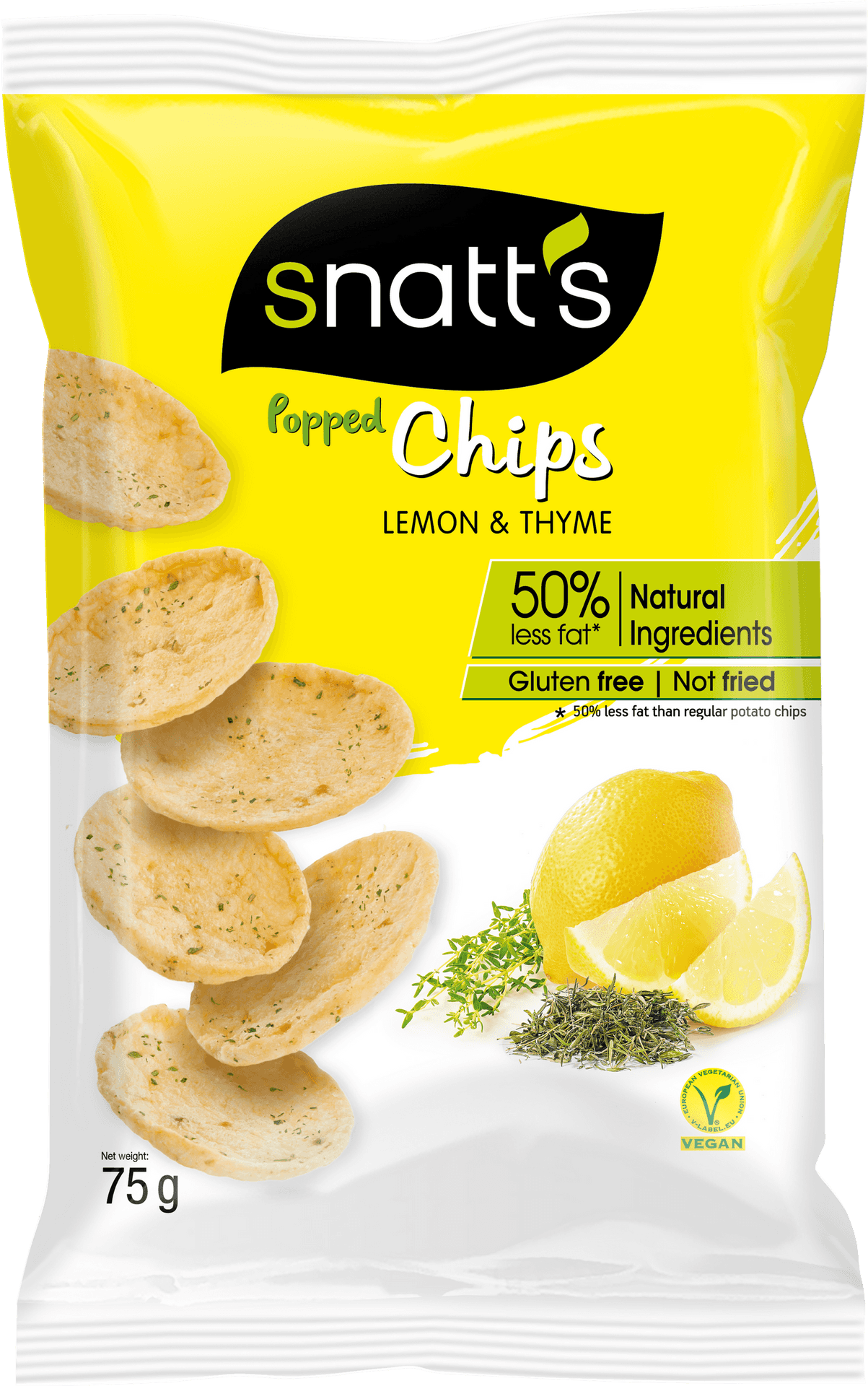 Snatts Popped Chips Lemon Thyme Packaging PNG