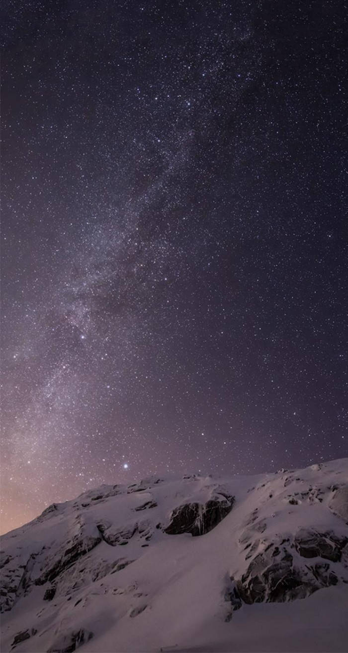 Sne Bjerg Nat Iphone Ios 10 Wallpaper