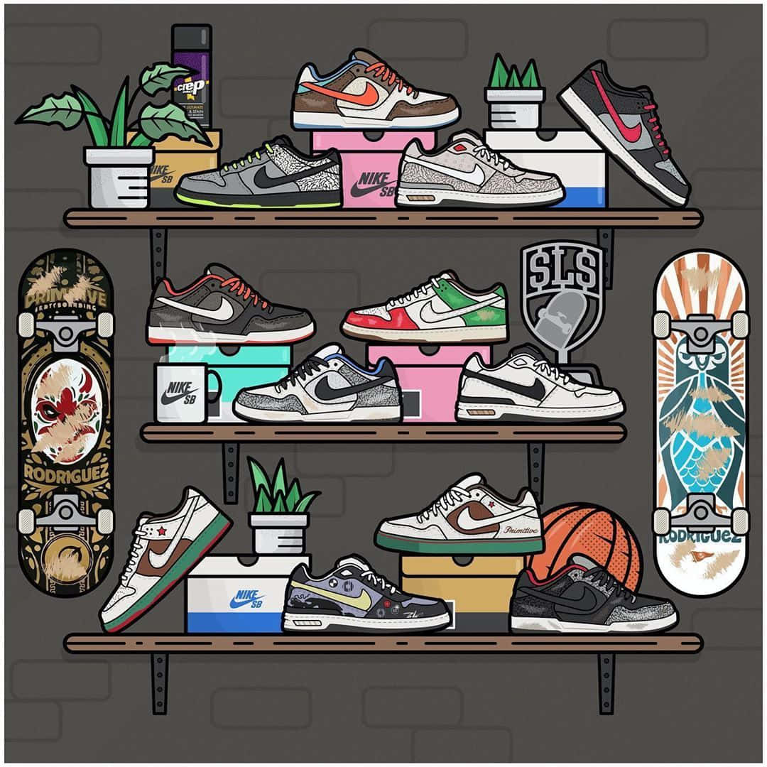Stylish sneakers on a colorful background