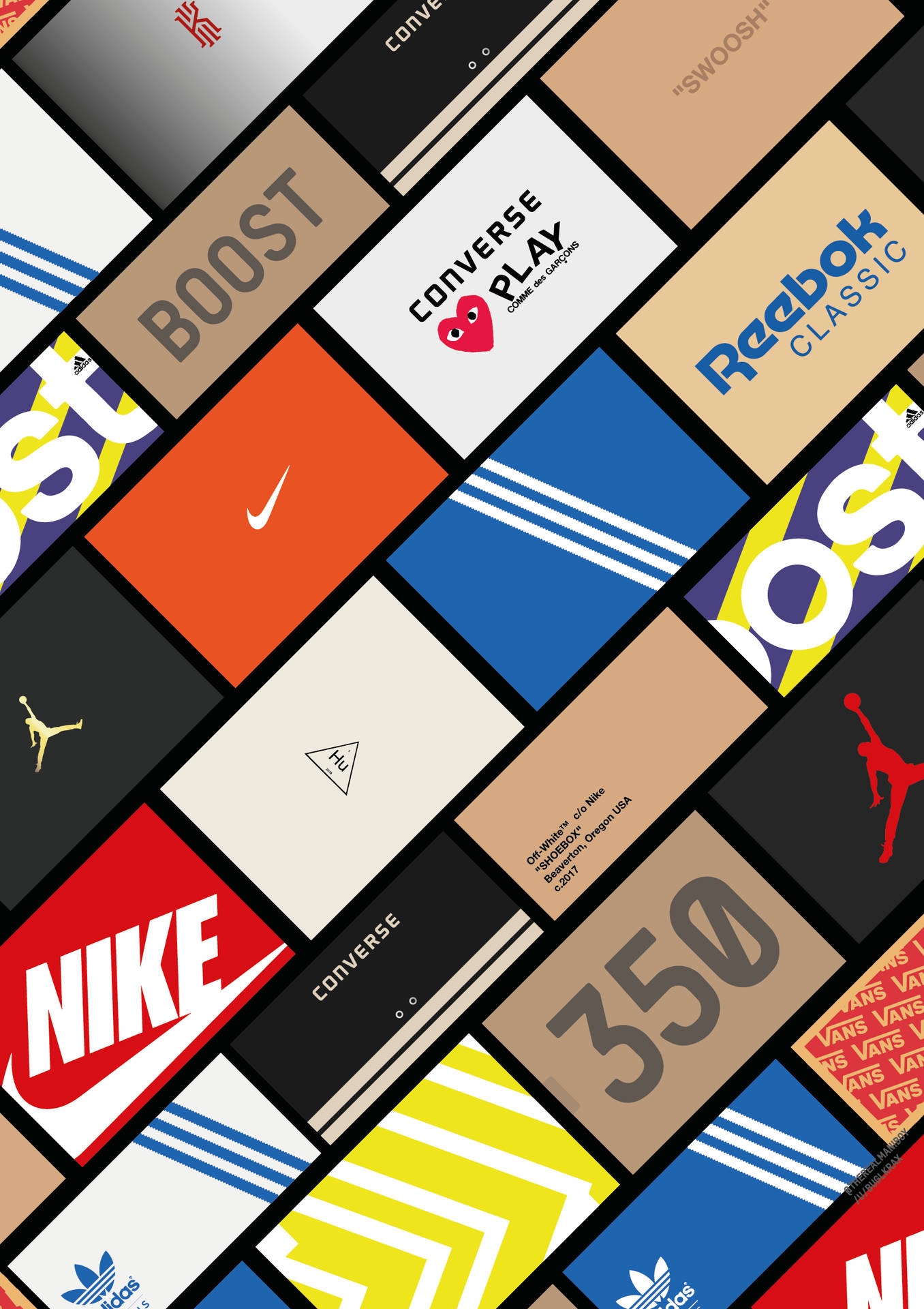 Sneaker Brands Diagonal Design Wallpaper