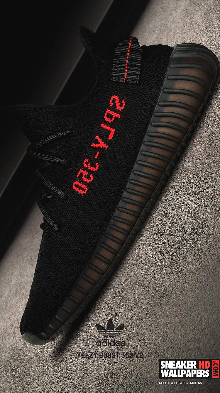 Sneaker Yeezy 350 Black And Red Wallpapers.com