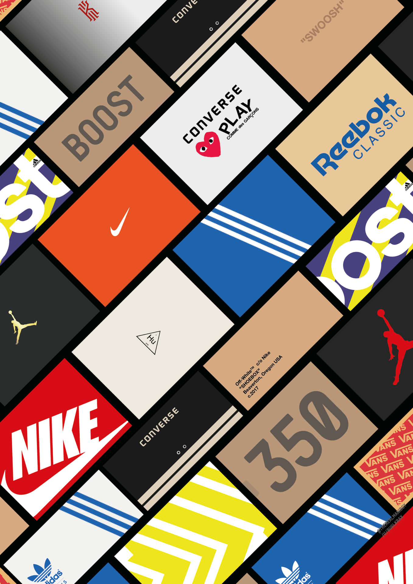 En collage af forskellige logos og designs Wallpaper