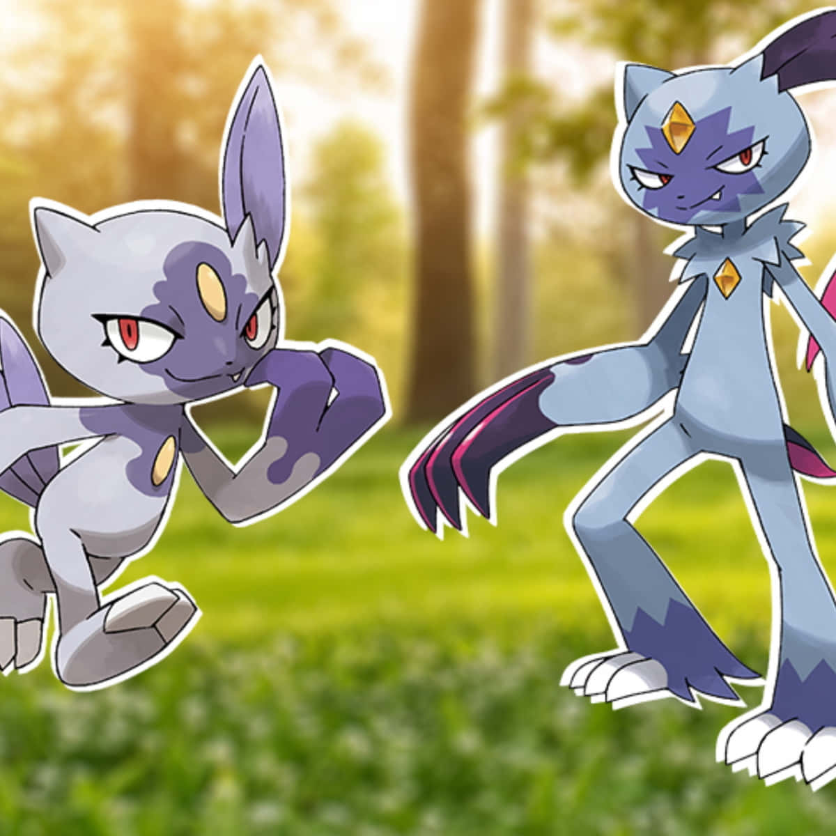 Sneasel And Sneasler With Nature Background Wallpaper