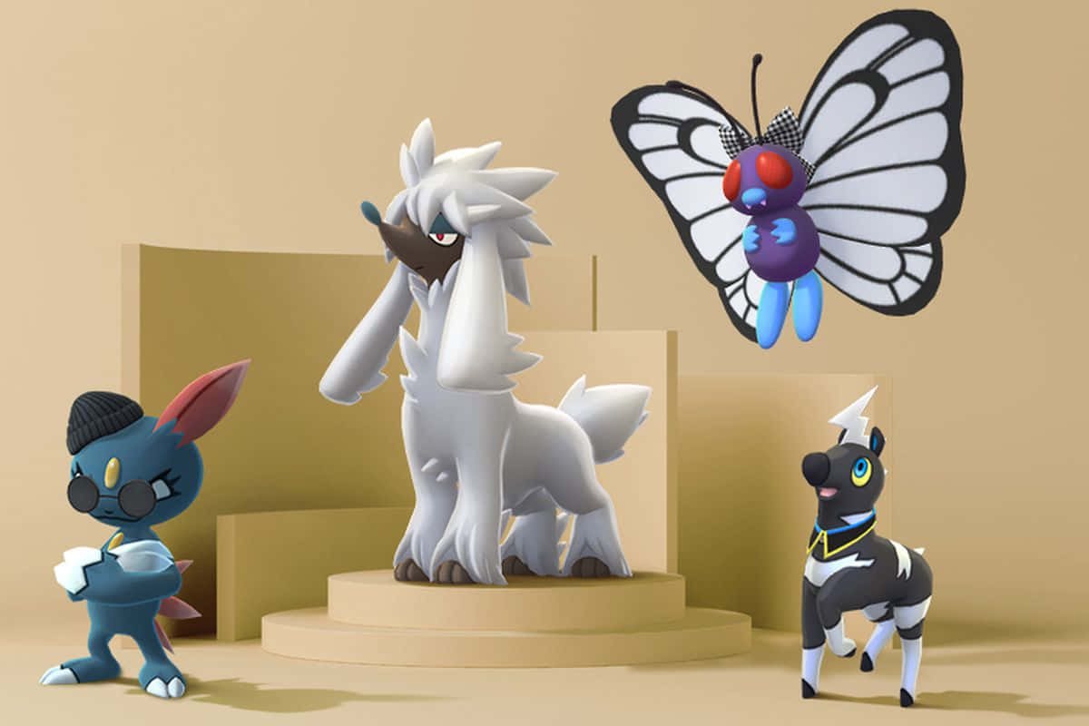 Sneasel, Furfrou, Butterfree, And Blitzle 3D Models Wallpaper