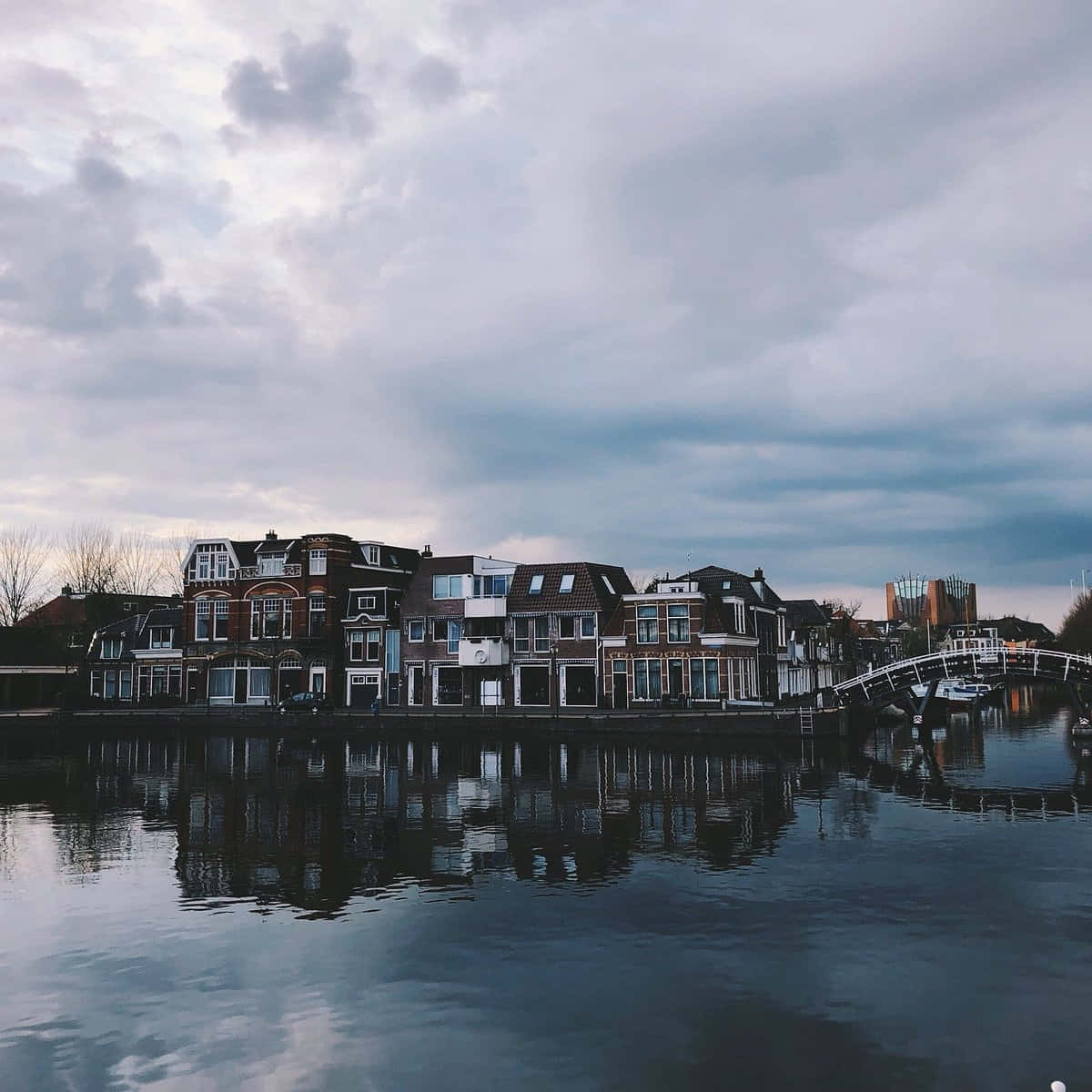 Sneek_ Waterfront_ Houses_and_ Bridge Wallpaper