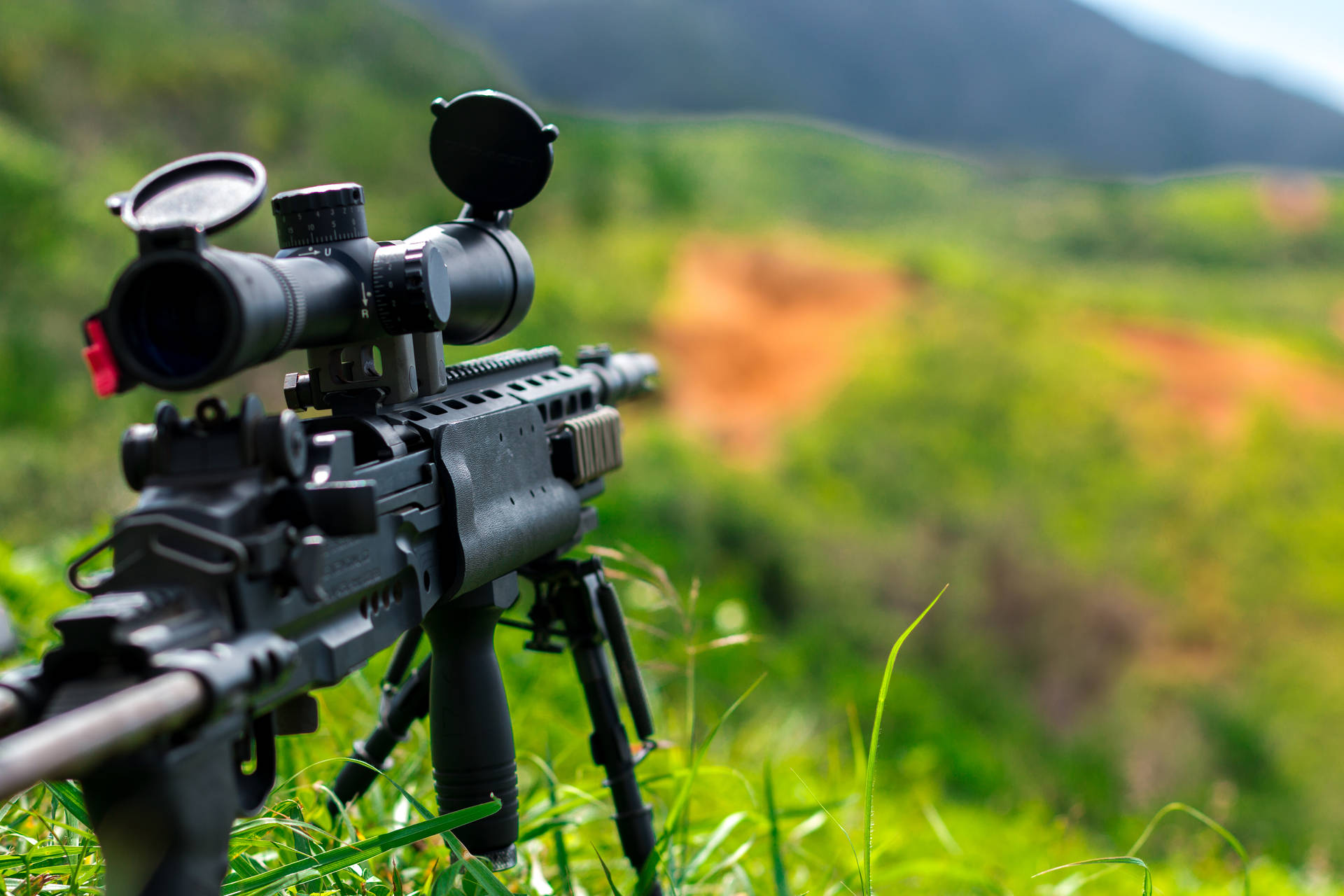 Sniper Gun On A Hill
