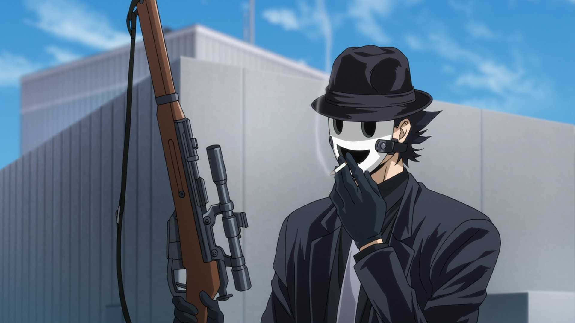 Sniper Mask Anime Characterwith Rifle Wallpaper