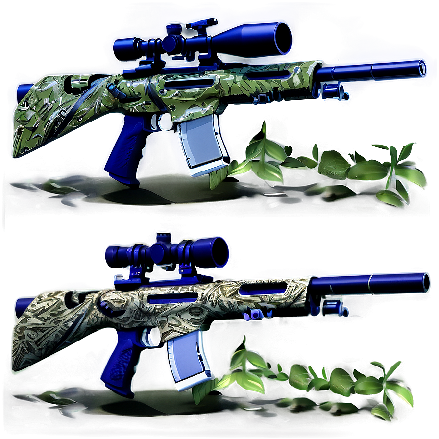 Sniper Rifle With Ghillie Wrap Png Qdn PNG