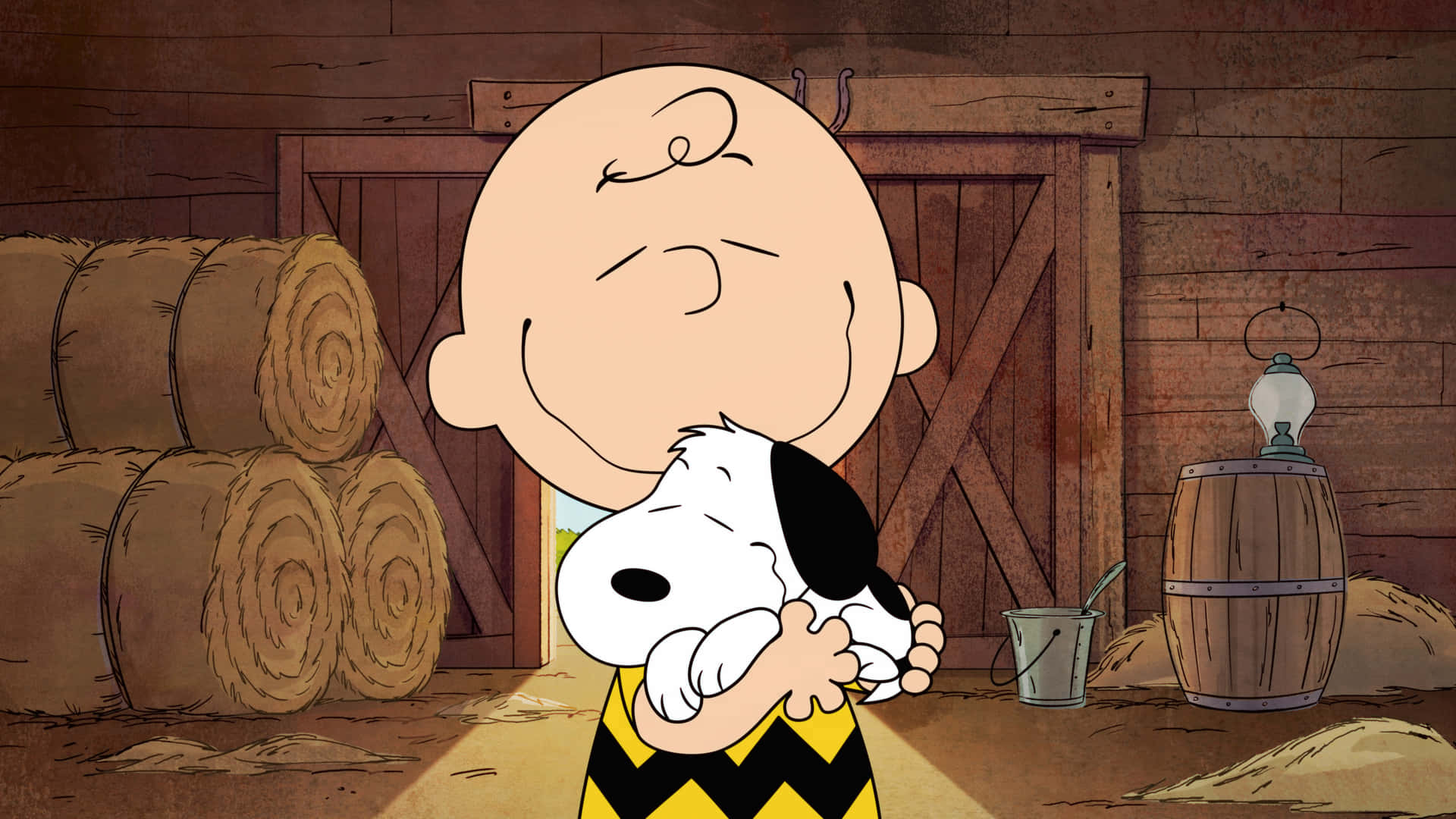 Charlie Brown And His Dog In A Barn