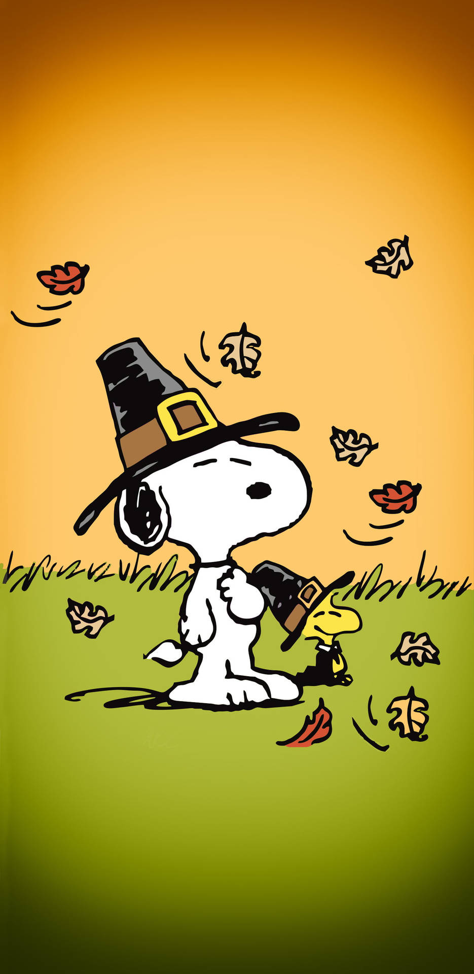 Snoopy Autumn Leaves Thanksgiving Iphone Wallpaper