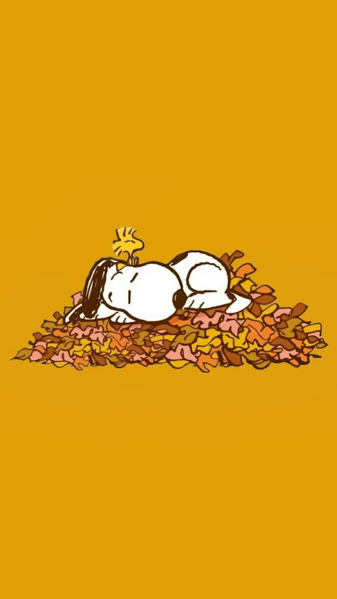 Snoopy takes in the beauty of fall. Wallpaper