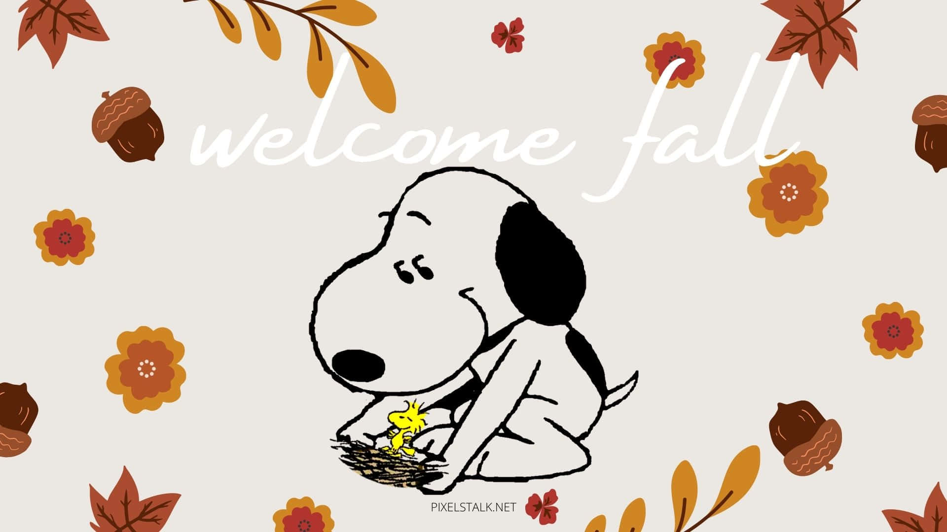 "Celebrating the Colorful Charm of Autumn with Snoopy!" Wallpaper