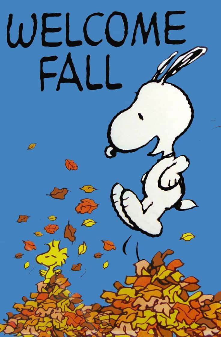 Snoopy Enjoying the Fall Weather Wallpaper