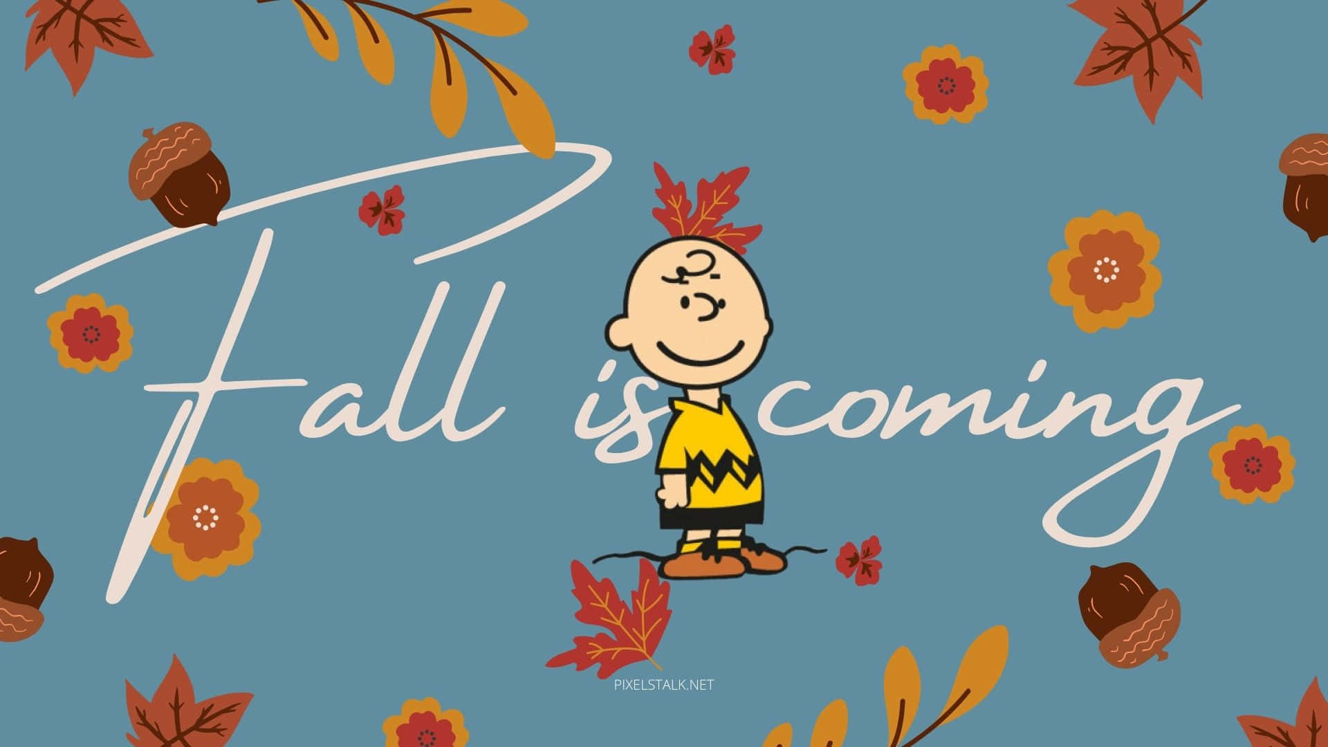 Snoopy scenes a beautiful fall day Wallpaper