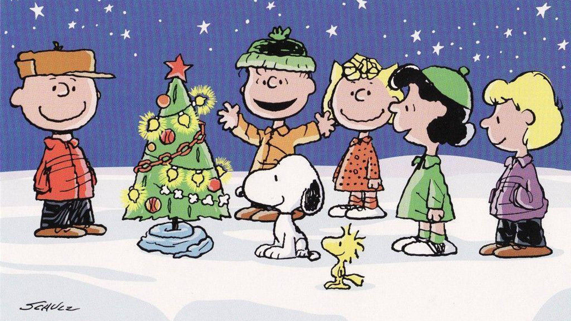Snoopy Albero Di Natale Decorato Sfondo