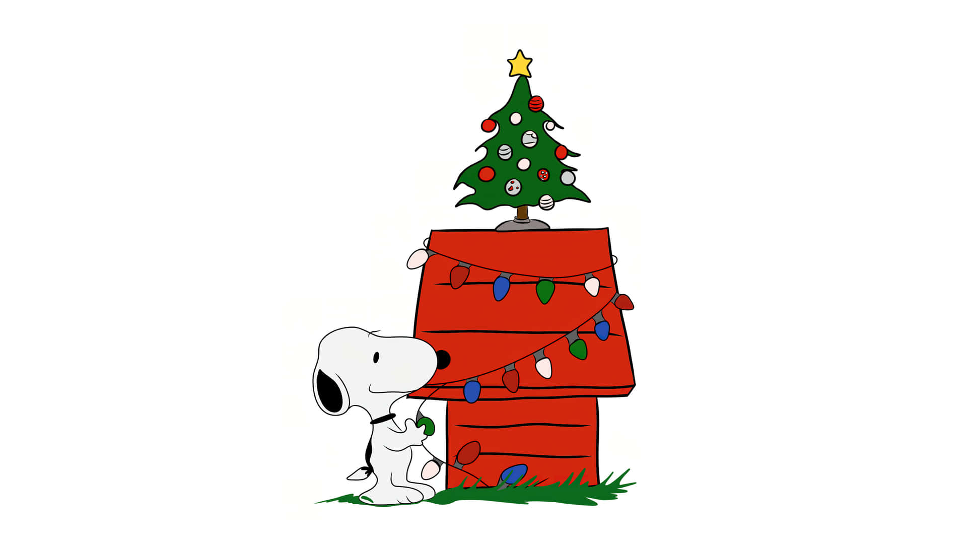 Snoopy Christmas Doghouse Decoration Wallpaper