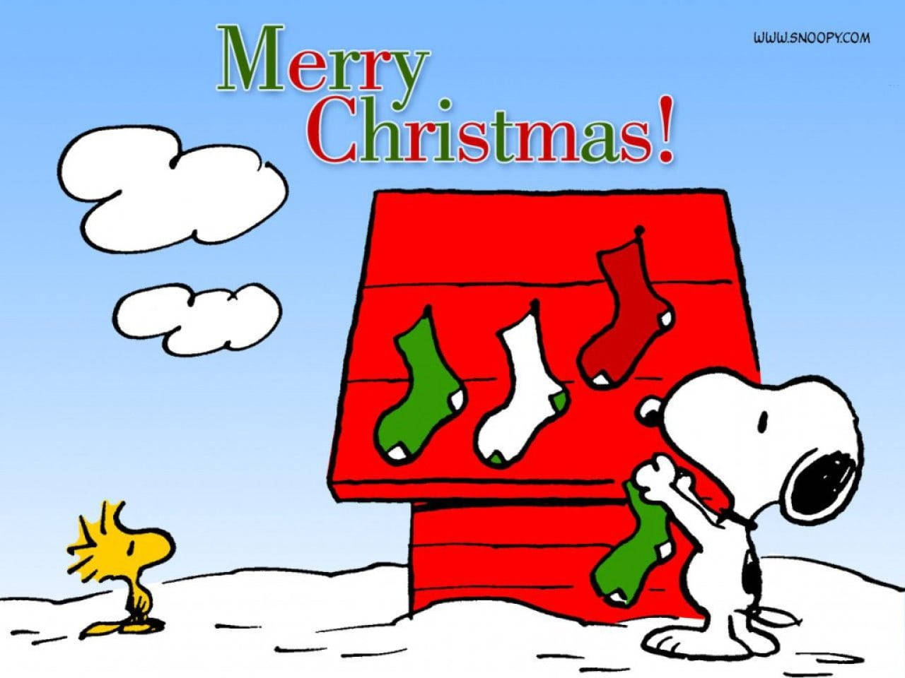 Calcetinesde La Casa De Navidad De Snoopy Fondo de pantalla