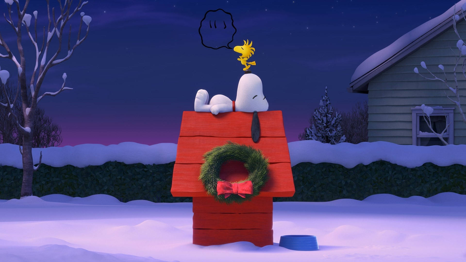 Ghirlanda Di Casa Di Natale Snoopy Sfondo