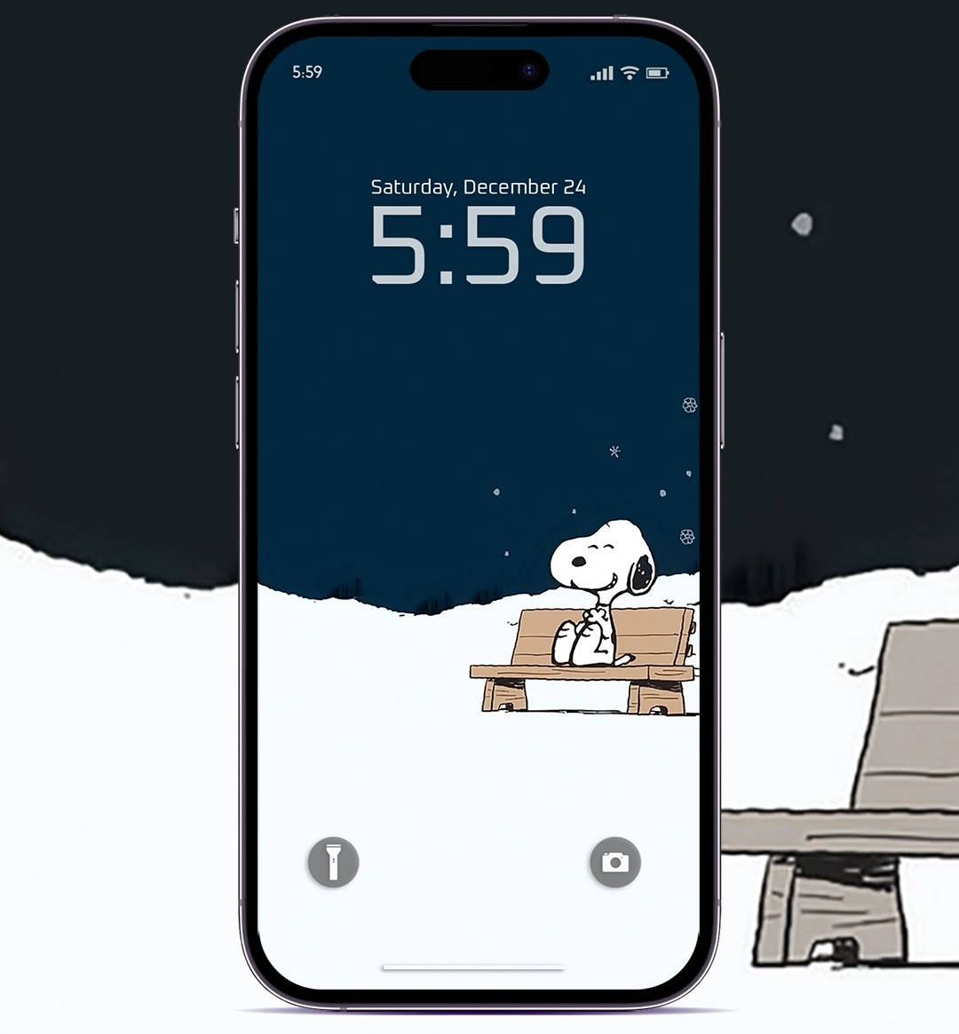 Snoopyen El Banco, Navidad En El Iphone. Fondo de pantalla